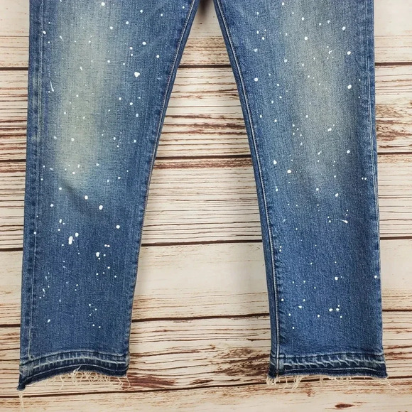 Veronica Beard 25x25 Ines Straight Leg Girlfriend Crop Jeans w/ Paint Splatter - Picture 6 of 11